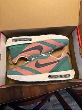 Nike Women's Pink and Teal Air Max-Style Athletic Sneakers with Gray Swoosh